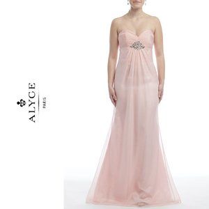 Alyce 35709 Pink Strapless Chiffon Dress Sz 4